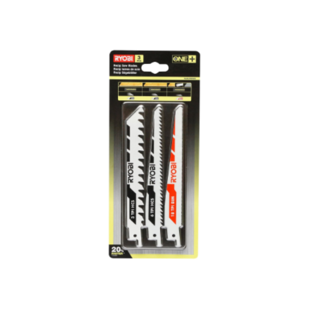 Reciprocating saw blades RYOBI RAK3RBWM, 3/6/8 TPI, for metal and wood, 3 pcs. , Ryobi