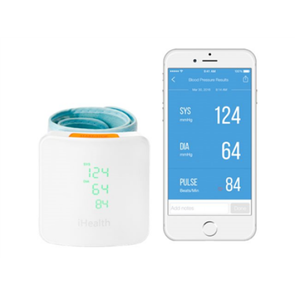 iHealth , Wrist Blood Pressure Monitor , BP7S , White , Blood pressure readings are stored on the secure, free, HIPAA compliant iHealth Cloud. Monitor blood pressure and pulse trends with intuitive charts and share data with your doctor in PDF or spreadsh