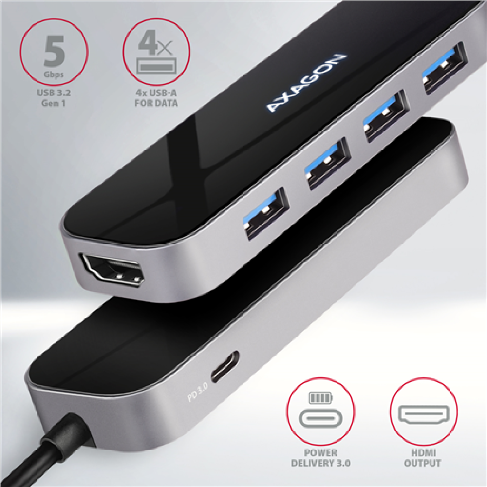 AXAGON SuperSpeed USB-C Combo 6in1 Hub , HMC-6H4A