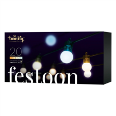 Twinkly , Festoon Smart LED Lights 40 AWW (Gold+Silver) G45 bulbs, 20m , AWW – Cool to Warm white