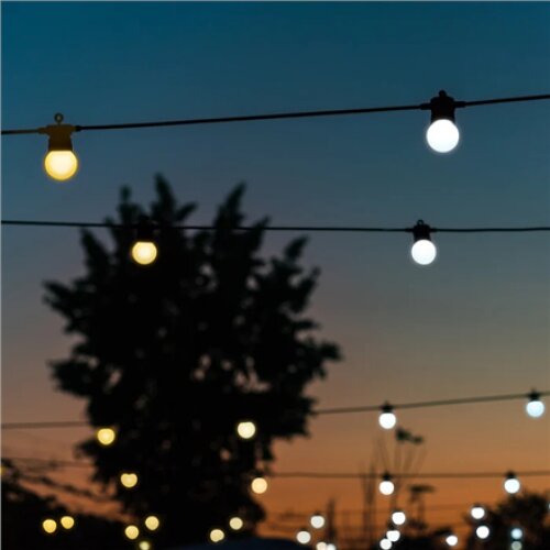Twinkly,Festoon Smart LED Lights 40 AWW (Gold+Silver) G45 bulbs, 20m,AWW – Cool to Warm white