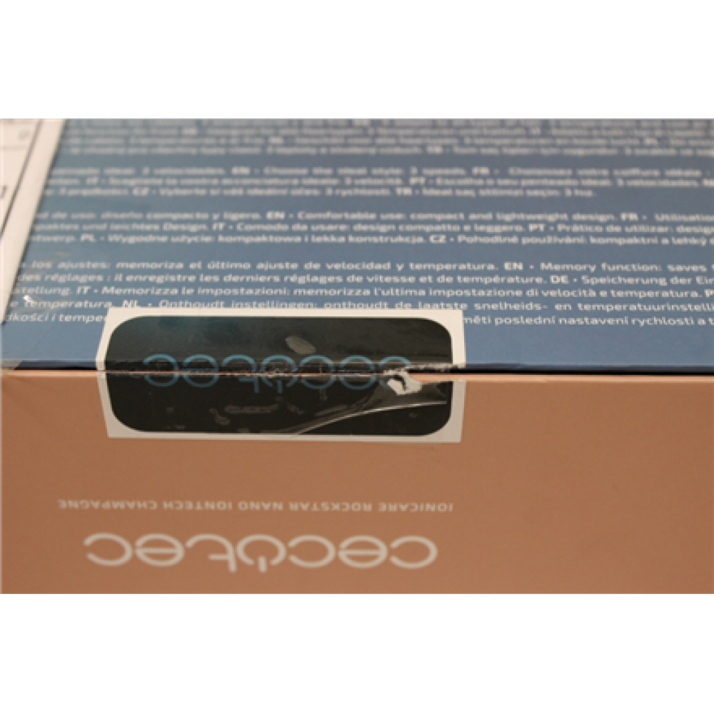 SALE OUT. Cecotec IoniCare RockStar Nano IonTech Champagne Hair dryer , Cecotec Hair Dryer , IoniCare RockStar Nano IonTech Champagne , 1600 W , Number of temperature settings 3 , Ionic function , Champagne , DAMAGED PACKAGING, UNPACKED