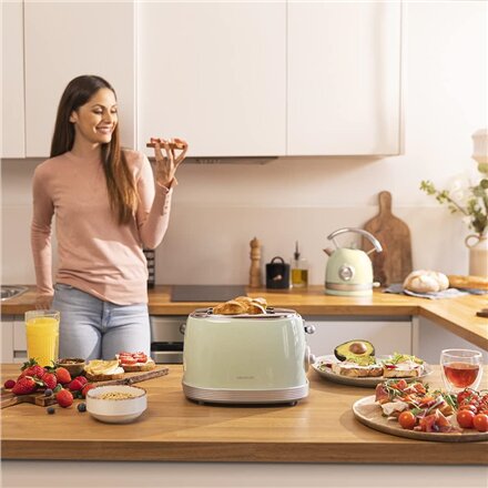 Cecotec Toaster , Toast&Taste 800 Vintage , Power 850 W , Number of slots 2 , Housing material Stainless steel , Light Green