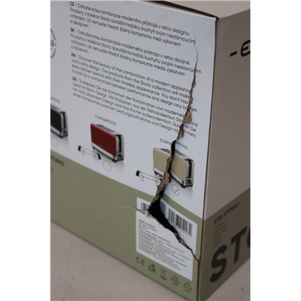 SALE OUT. ETA ETA916690040 STORIO Toaster, Power 930 W, 2 slots, Stainless steel, Beige , ETA Storio Toaster , ETA916690040 , Power 930 W , Housing material Stainless steel , Beige , DAMAGED PACKAGING