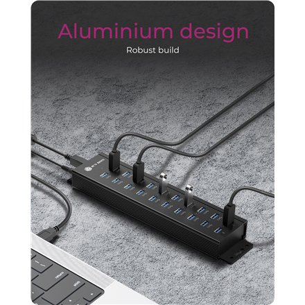 Raidsonic , 20-in-1 USB HUB with power supply, on/off button and mounting brackets , IB-HUB1720-U3