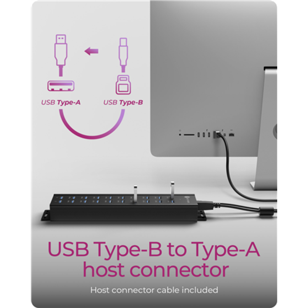 Raidsonic , 20-in-1 USB HUB with power supply, on/off button and mounting brackets , IB-HUB1720-U3