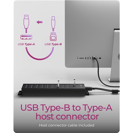 Raidsonic , 20-in-1 USB HUB with power supply, on/off button and mounting brackets , IB-HUB1720-U3