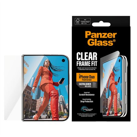 PanzerGlass FrameFit w. EasyAligner , Screen protector , Apple , iPhone Duo , Glass , Transparent