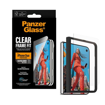 PanzerGlass FrameFit w. EasyAligner , Screen protector , Apple , iPhone Duo , Glass , Transparent