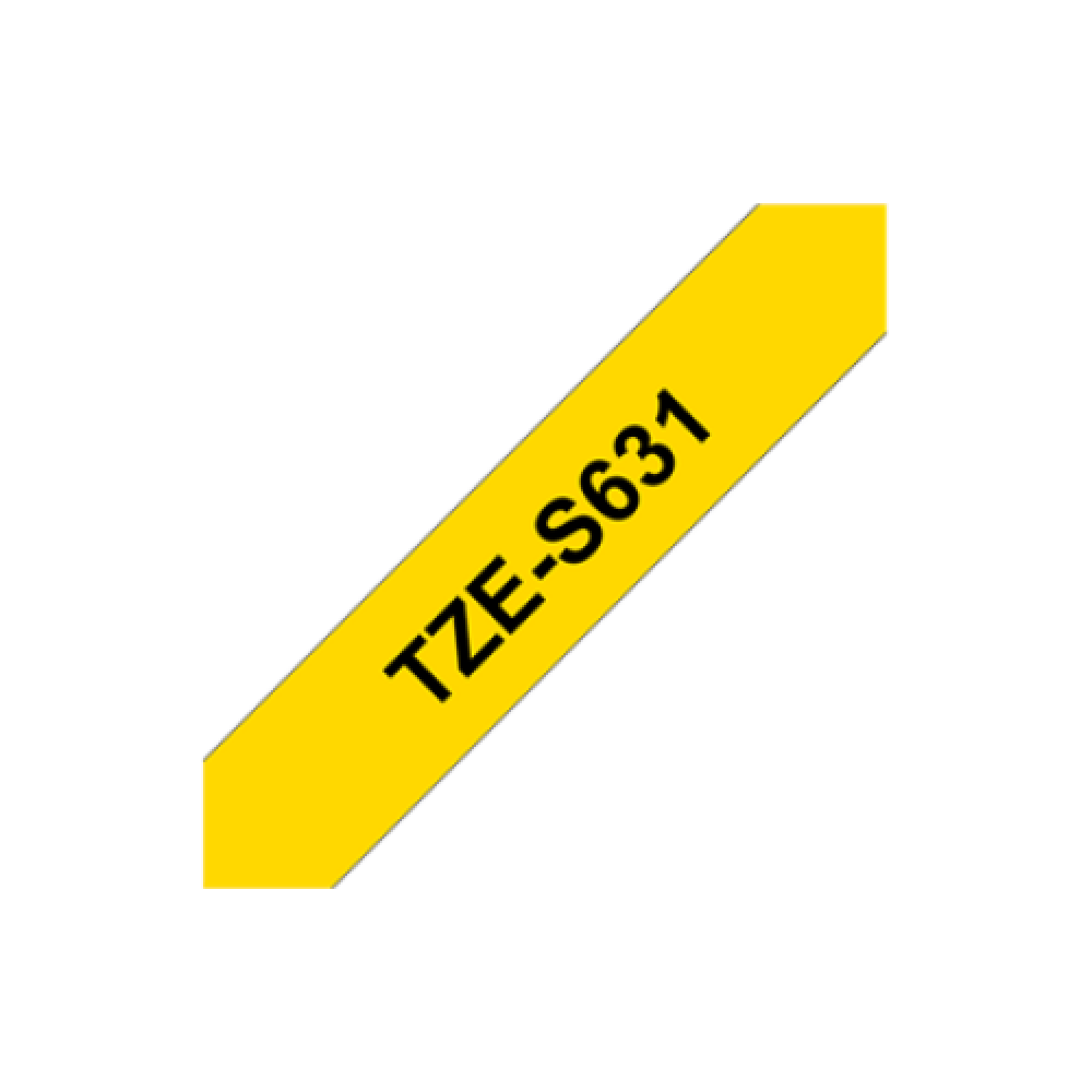 Brother , TZe-S631 Strong Adhesive Laminated Tape , Black on Yellow , TZe , 8 m , 1.2 cm