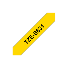 Brother , TZe-S631 Strong Adhesive Laminated Tape , Black on Yellow , TZe , 8 m , 1.2 cm