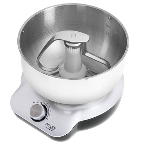 Adler 360° rotating mixer with bowl AD 4222 Mixer with bowl, 650 W, Number of speeds 6, 360° rotational base, Silver