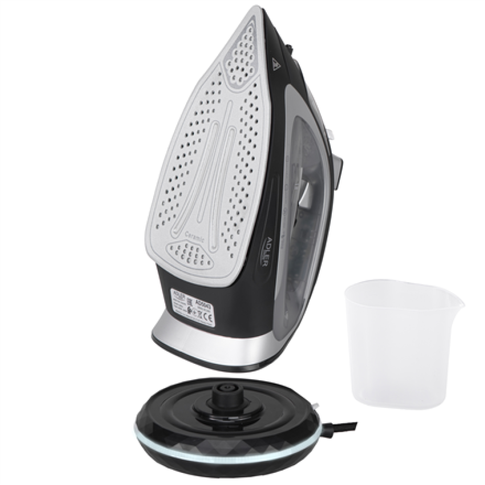 Adler Steam Iron , AD 5043 , Steam Iron , 2800 W , Water tank capacity 300 ml , Continuous steam 30 g/min , Steam boost performance 42 g/min , Black/Silver