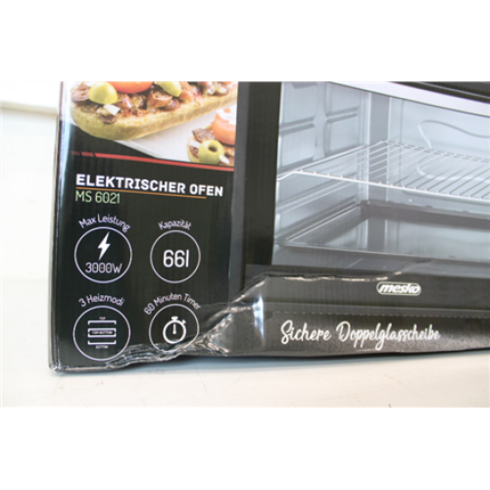 SALE OUT. Mesko Oven MS 6021 66 L Free standing 3000 W Black DAMAGED PACKAGING