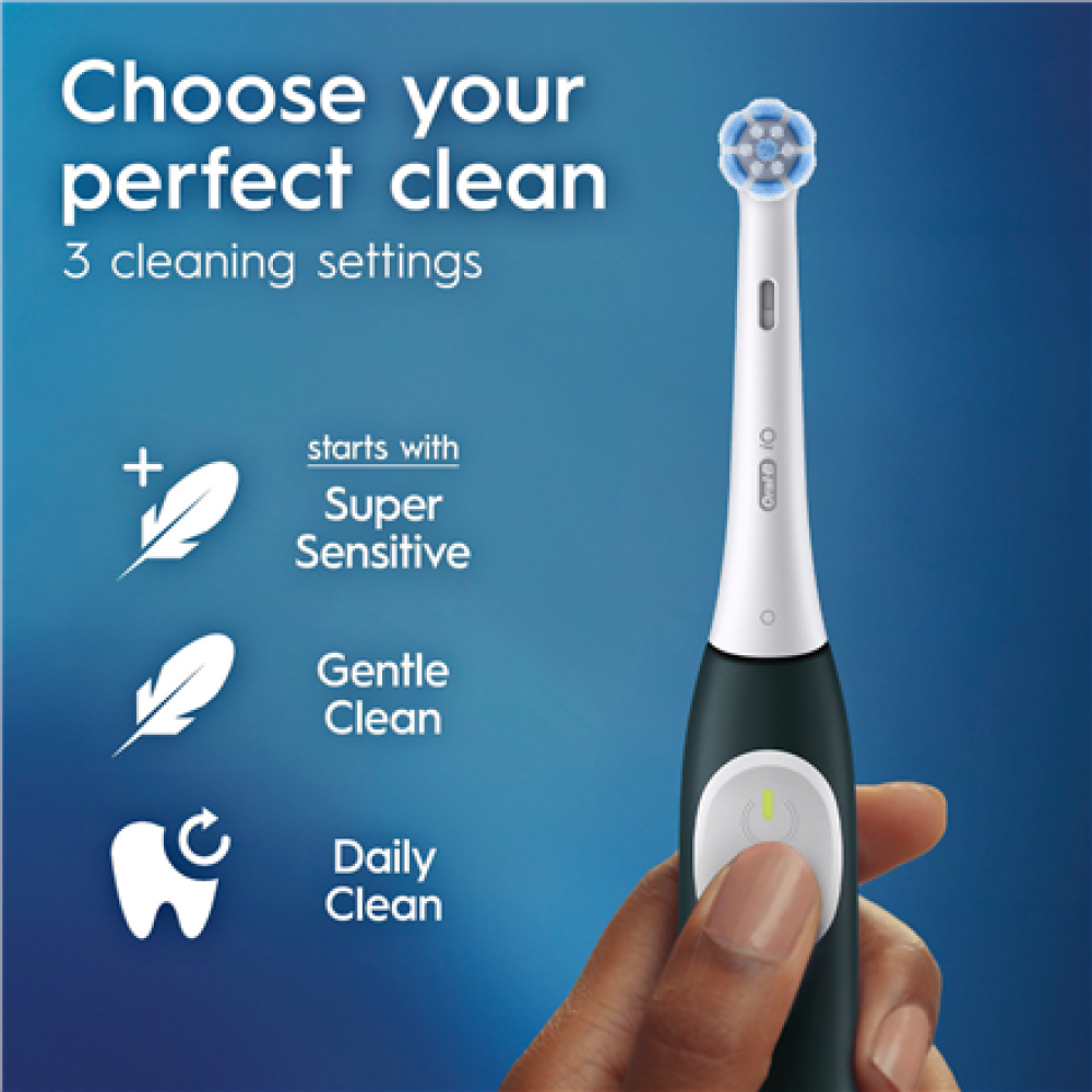 Oral-B Electric Toothbrush with Pressure sensor , iO2 , Rechargeable , For adults , Number of brush heads included 2 , Number of teeth brushing modes 3 , Forest Green