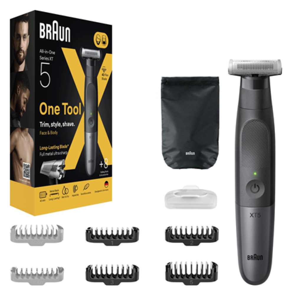 Braun , Face and Body Hair trimmer , XT5200 Series X , Cordless , Wet & Dry , Black/Silver