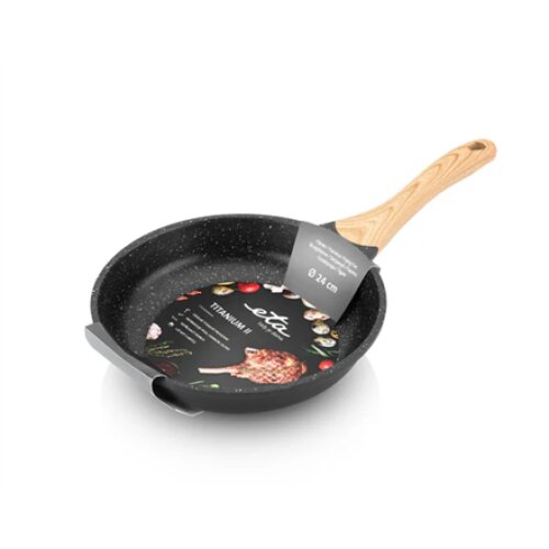 ETA , Pan , ETA792990000 TITANIUM II , Universal , Diameter 24 cm , Electric, induction, gas, glass ceramics , Suitable for induction hob , Fixed handle , Black
