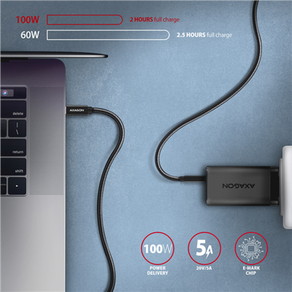 AXAGON Data and charging USB 2.0 cable , BUCM32-CM20AB , USB Type-C to USB Type-C