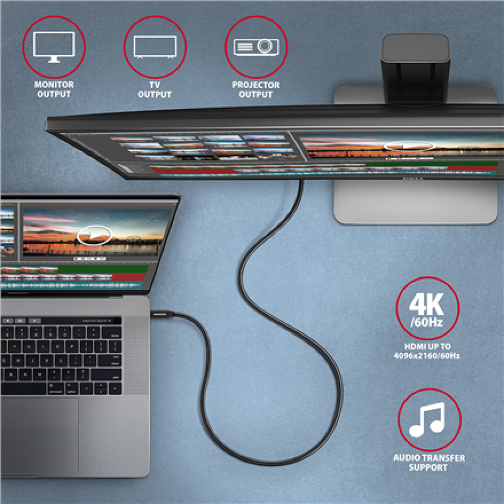 AXAGON Data and charging USB 2.0 cable , BUCM32-CM20AB , USB Type-C to USB Type-C