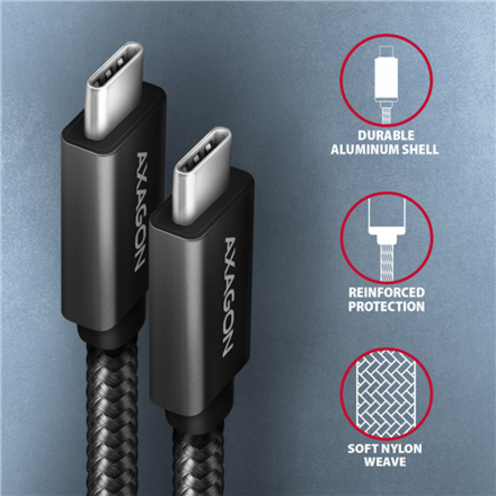 AXAGON Data and charging USB 2.0 cable , BUCM32-CM20AB , USB Type-C to USB Type-C
