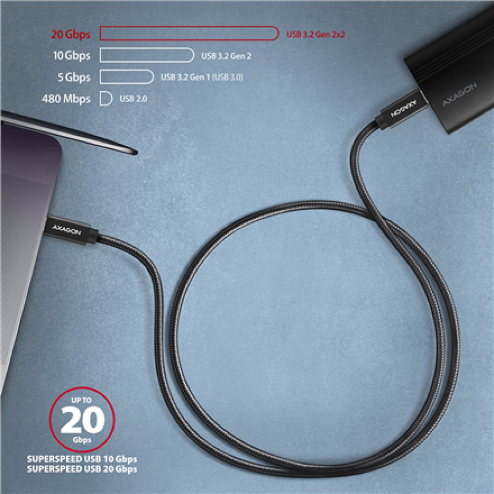 AXAGON Data and charging USB 2.0 cable , BUCM32-CM20AB , USB Type-C to USB Type-C