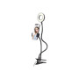 Gembird Selfie ring light with phone holder , Gembird , Selfie ring light with phone holder , LED-RING4-PH-01 , ABS + metal , LED ring diameter: 3.5. Flexible arms for both phone holder & selfie ring. Practical buttons to change light intensity, color