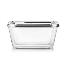 Caso Glass Vacuum Container with Stainless Steel Lid , VacuBoxx Inox XL , Transparent