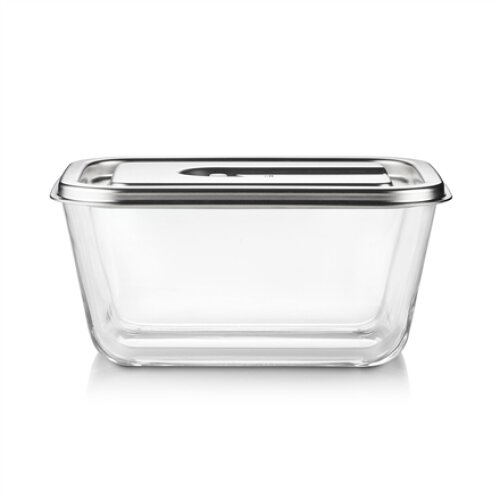 Caso Glass Vacuum Container with Stainless Steel Lid , VacuBoxx Inox XL , Transparent