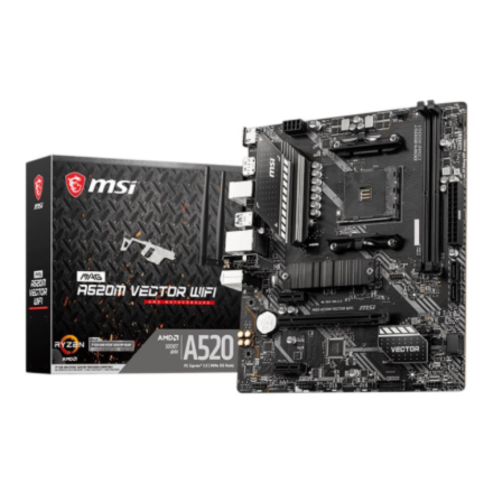 MSI , MAG A520M VECTOR WIFI , Processor family AMD , Processor socket AM4 , DDR4 , Memory slots 2 , Chipset AMD A , Micro ATX