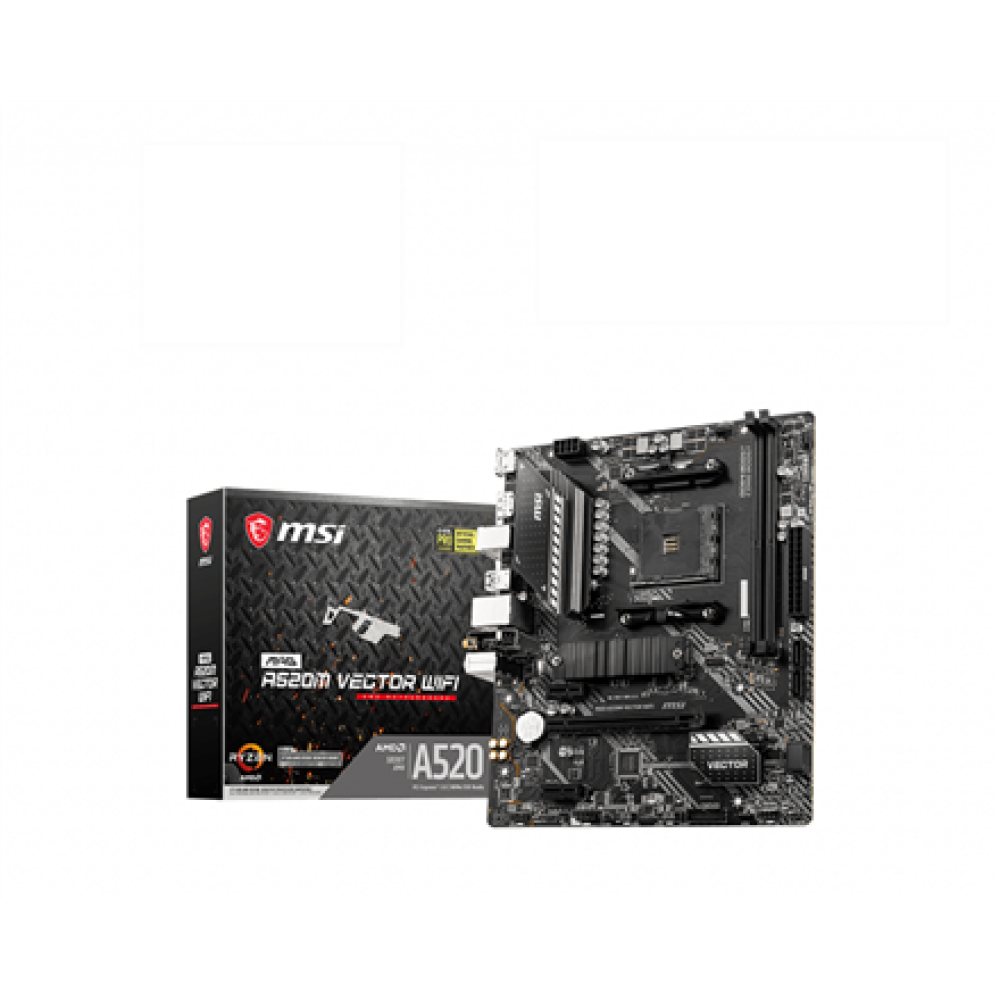 MSI , MAG A520M VECTOR WIFI , Processor family AMD , Processor socket AM4 , DDR4 , Memory slots 2 , Chipset AMD A , Micro ATX
