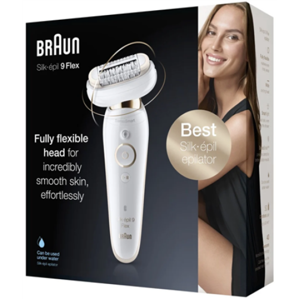 Braun Epilator , Silk-epil 9 Flex SES9001 , Operating time (max) 50 min , Number of power levels 2 , Wet & Dry , White