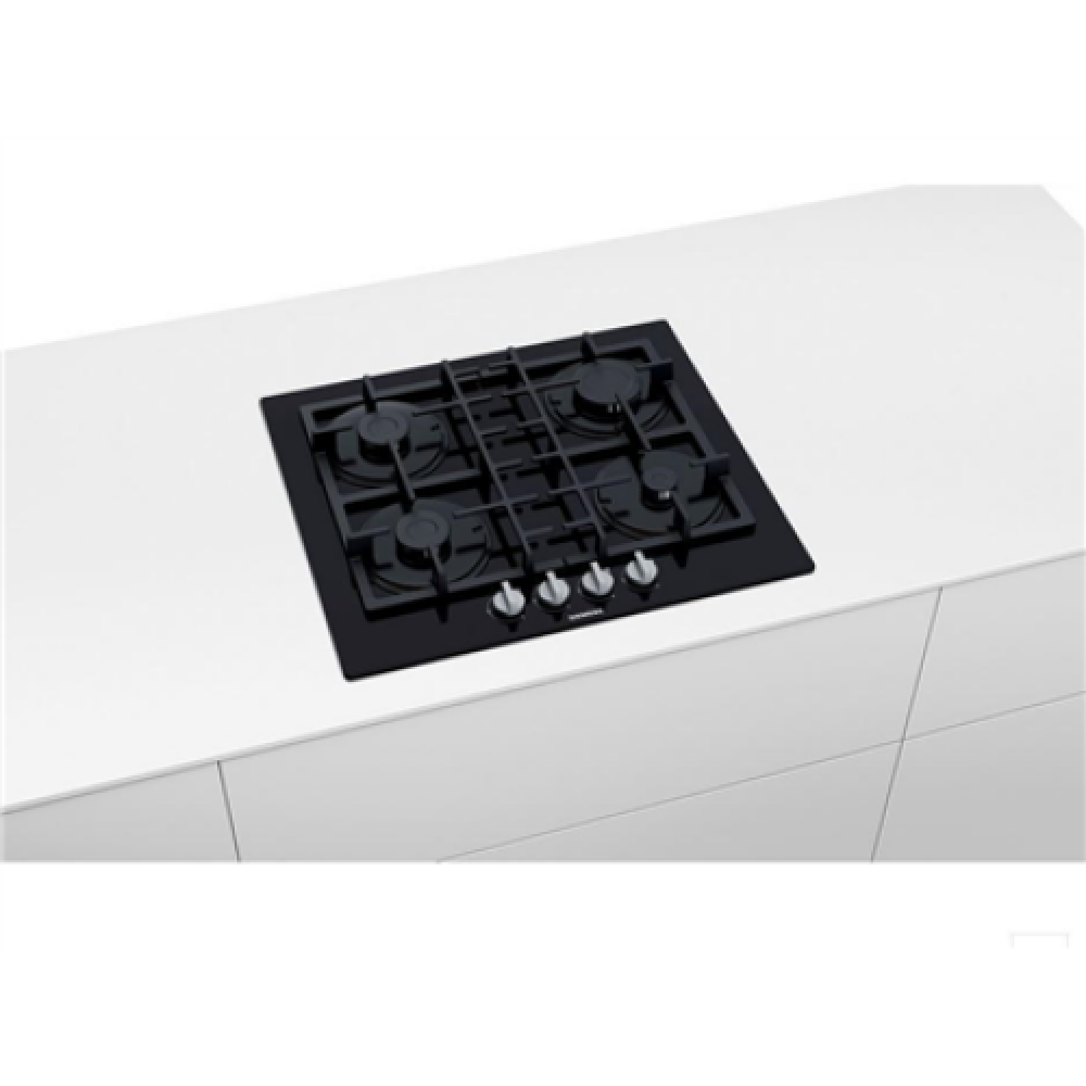 SIEMENS Hob EN6B6PB90 Gas on glass, Number of burners/cooking zones 4, Rotary knobs, Black