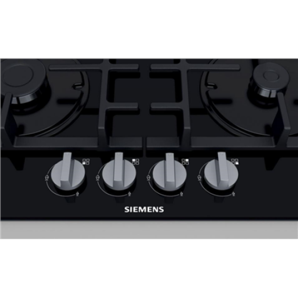 SIEMENS Hob EN6B6PB90 Gas on glass, Number of burners/cooking zones 4, Rotary knobs, Black