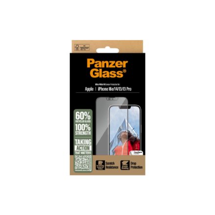 PanzerGlass Screen protector , Apple , iPhone 13/iPhone 13 Pro/iPhone 14/iPhone 16e , Glass , Transparent , Ultra-Wide Fit W. Aligner