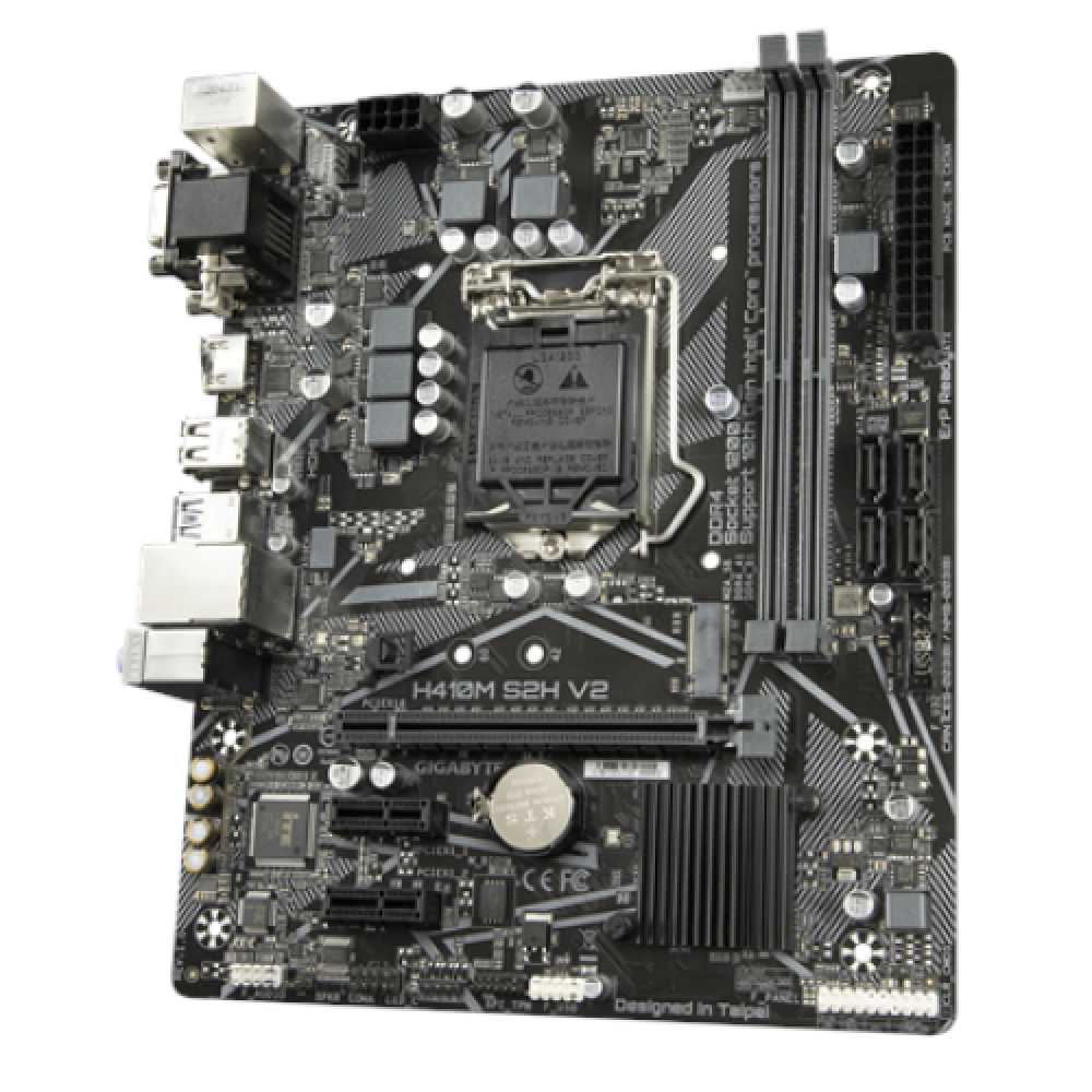 Gigabyte , H410M S2H V2 1.0 M/B , Processor family Intel , Processor socket LGA1200 , DDR4 DIMM , Memory slots 2 , Supported hard disk drive interfaces SATA, M.2 , Number of SATA connectors 4 , Chipset Intel H , Micro ATX