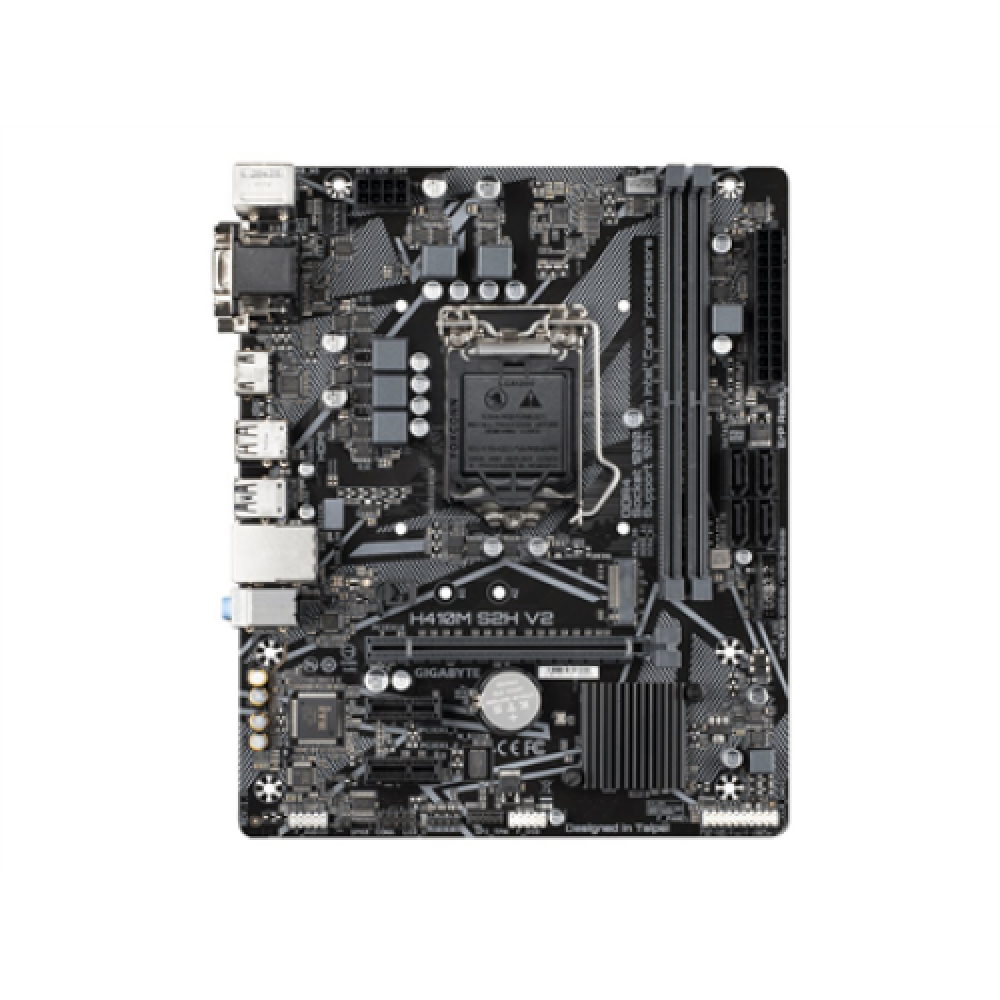 Gigabyte , H410M S2H V2 1.0 M/B , Processor family Intel , Processor socket LGA1200 , DDR4 DIMM , Memory slots 2 , Supported hard disk drive interfaces SATA, M.2 , Number of SATA connectors 4 , Chipset Intel H , Micro ATX