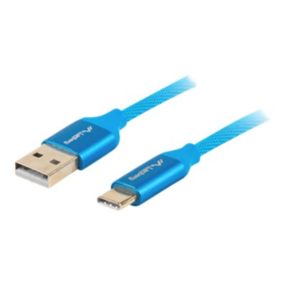 Lanberg USB Type-C to USB Type-A 2.0 Cable Blue Premium QC 3.0, 1 m , CA-USBO-22CU-0010-BL , USB Type-C to USB Type-A