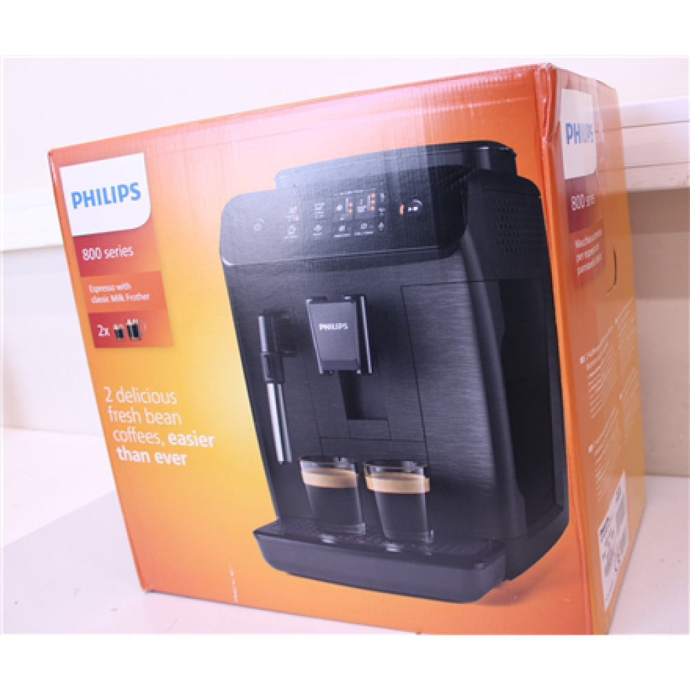 SALE OUT. Philips EP0820/00 Coffee maker, Black , Philips , Coffee Maker , EP0820/00 , Pump pressure 15 bar , Built-in milk frother , Fully Automatic , 1500 W , Black , DAMAGED PACKAGING