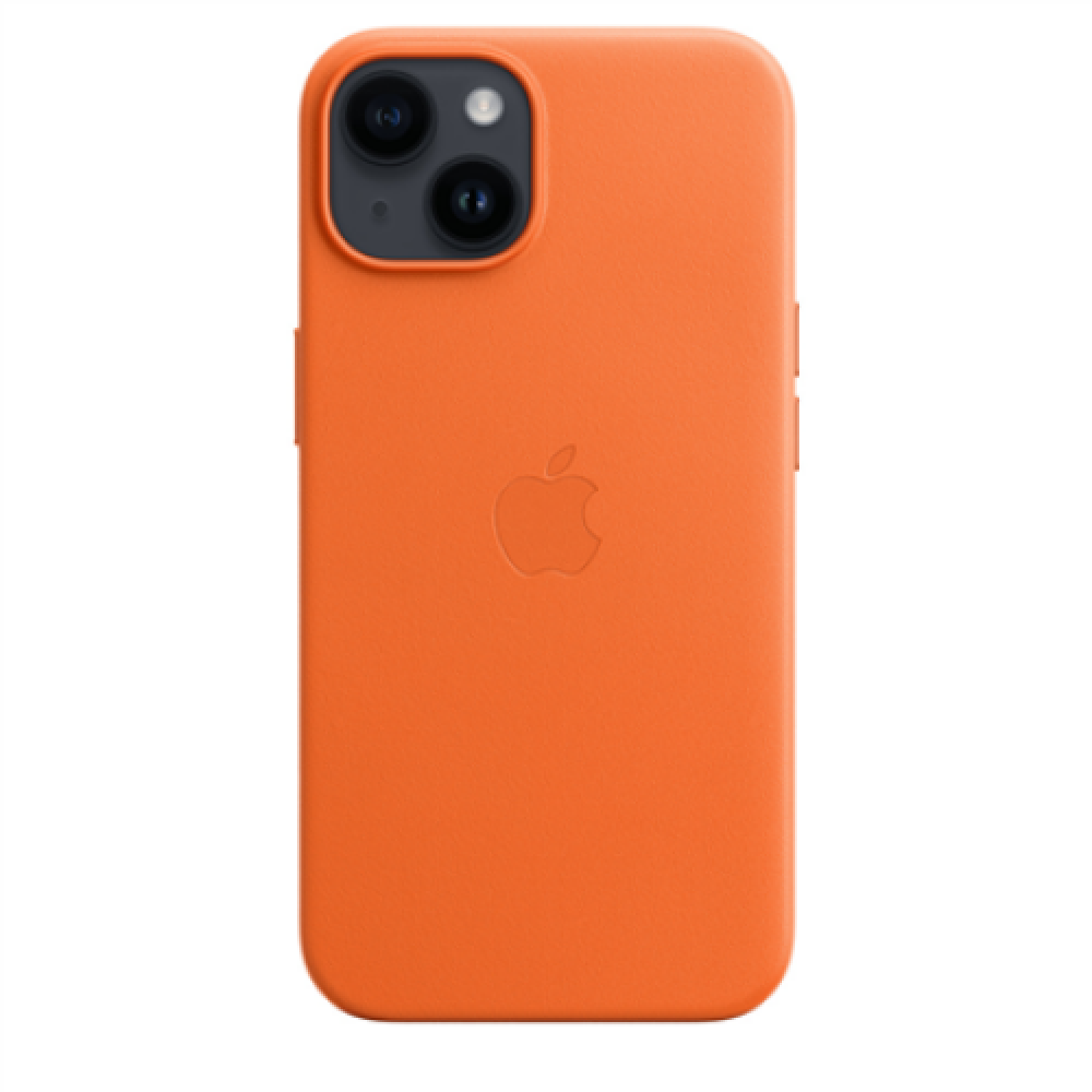 Apple , iPhone 14 Leather Case with MagSafe , Case with MagSafe , Apple , iPhone 14 , Leather , Orange