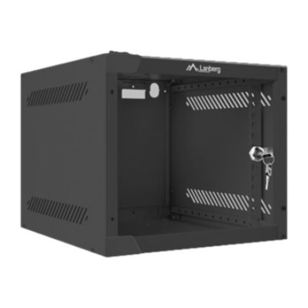 Lanberg Rack cabinet 10 wall-mount 4U/280x310 (flat pack) with glass door, black , Lanberg