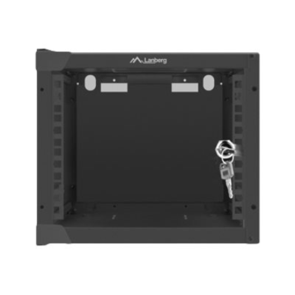 Lanberg Rack cabinet 10 wall-mount 4U/280x310 (flat pack) with glass door, black , Lanberg