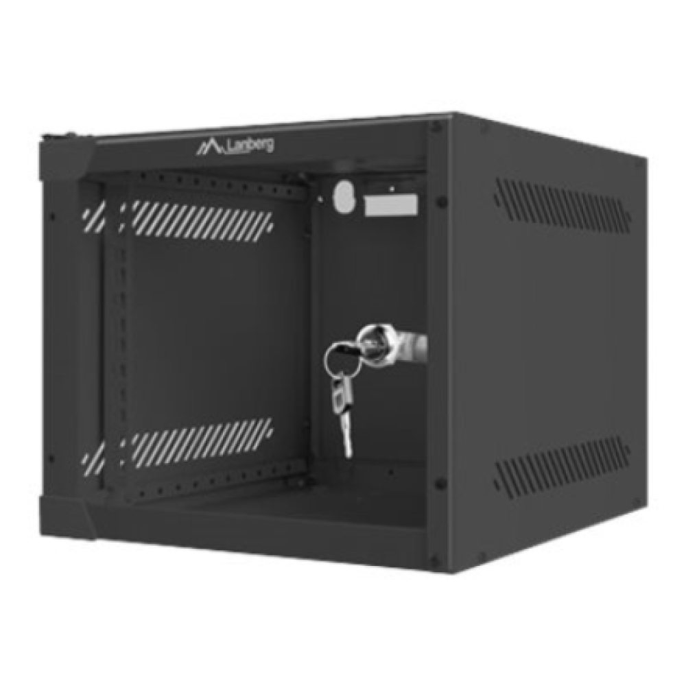 Lanberg Rack cabinet 10 wall-mount 4U/280x310 (flat pack) with glass door, black , Lanberg