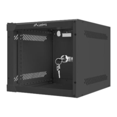 Lanberg Rack cabinet 10 wall-mount 4U/280x310 (flat pack) with glass door, black , Lanberg