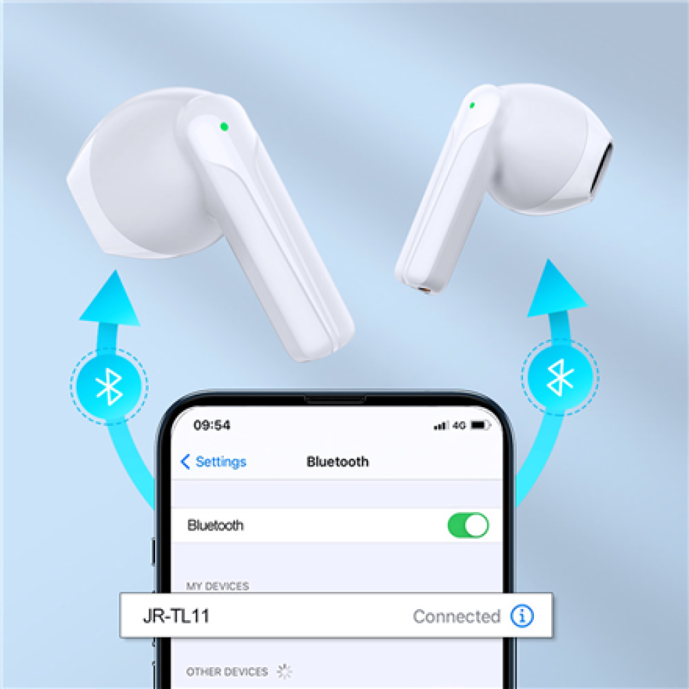 Joyroom , Headphones , JR-TL11 , Bluetooth , In-ear , Noise canceling , Wireless , White