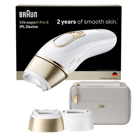 Braun IPL Epilator , Silk expert Pro 5 PL5210 , Number of power levels 3 , White/Gold