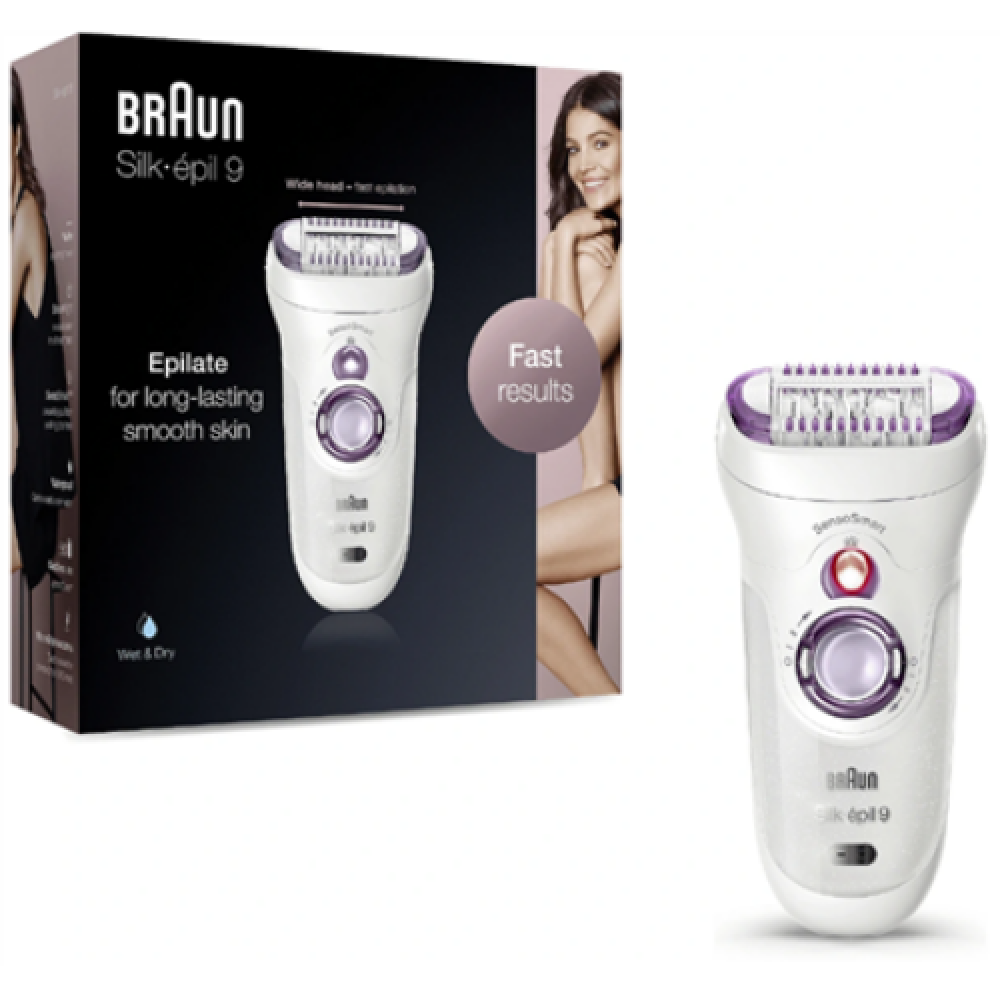 Braun , Epilator , SE9690 Silk-épil 9 , Operating time (max) 50 min , Number of power levels 2 , Wet & Dry , White/Purple