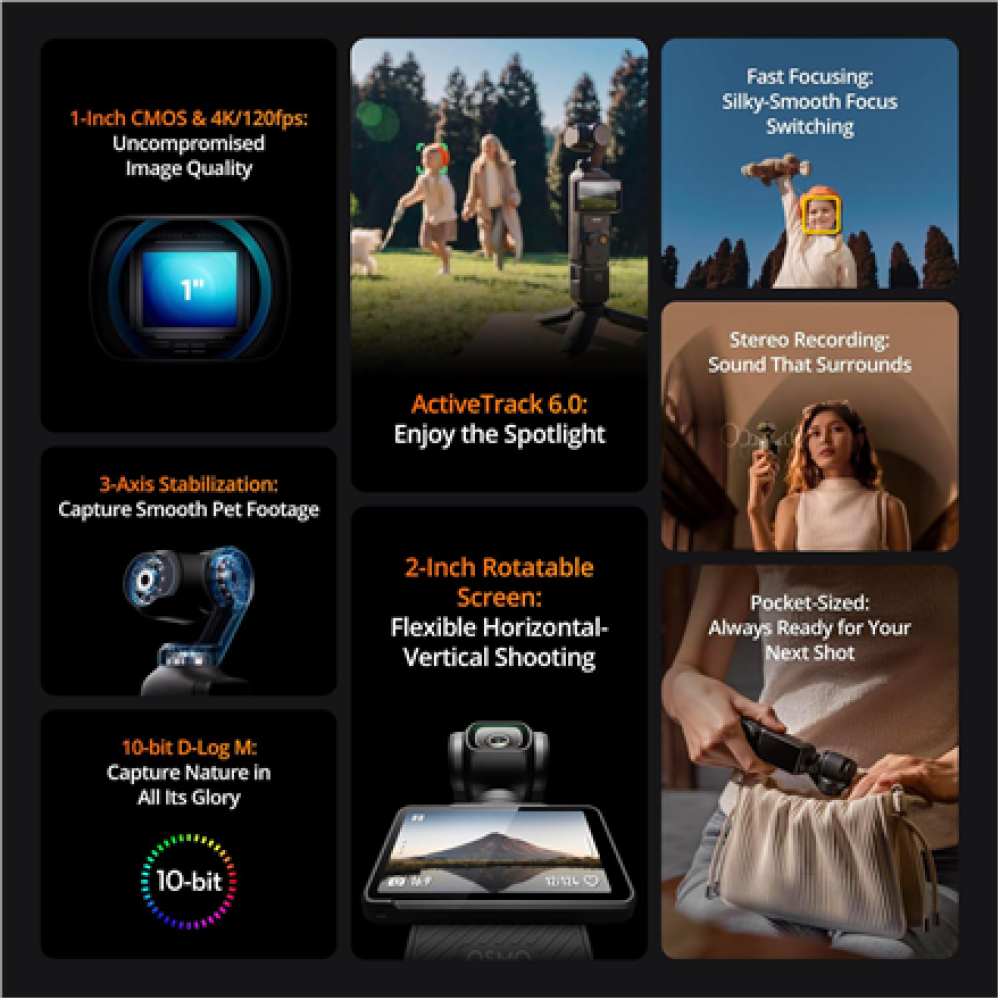 DJI , Action Camera Osmo Pocket 3 Creator Combo , Black , Touchscreen