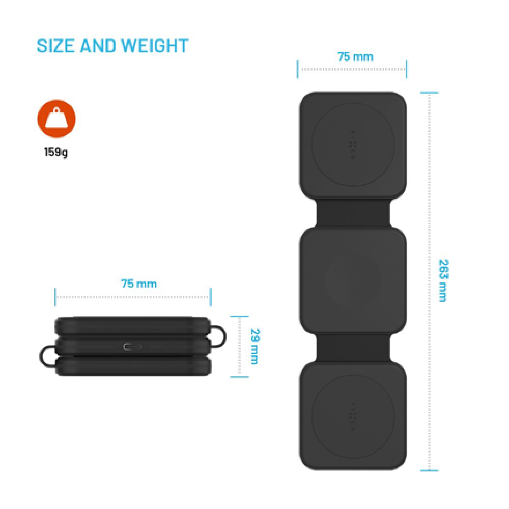 Fixed , Wireless Foldable Charger 3in1 Flex for Samsung , FIXFLE-SA-BK