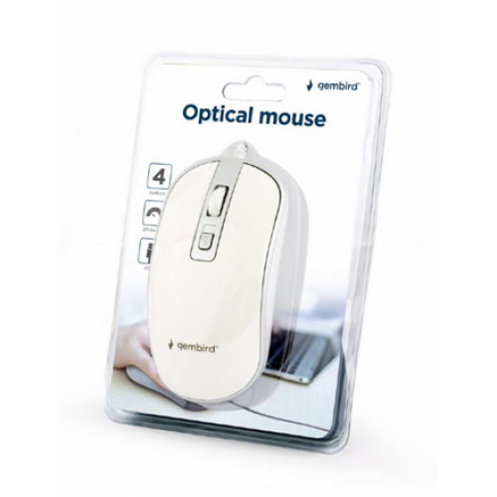 Gembird , Optical USB mouse , MUS-4B-06-WS , Optical mouse , White/Silver