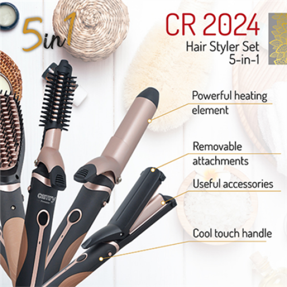 Camry , Hair Styler , CR 2024 , 1200 W , Black/Rose gold